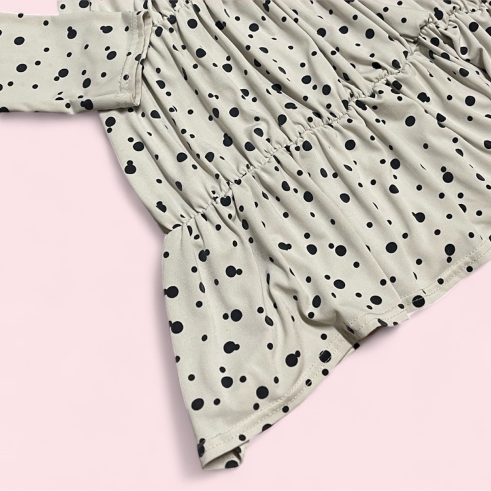 Nasty Gal Polka Dot Tiered‎ Smock Dress Mock Neck Size 10 - Picture 3 of 6